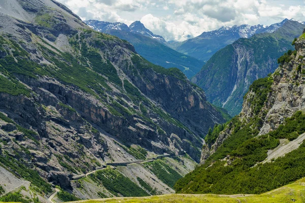 Mountain Landscape Road Stelvio Pass Sondrio Province Lombardy Italy Summer — Stock Photo, Image