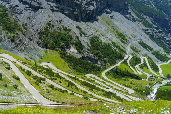 Berglandschap Langs Weg Naar Stelvio Pas Provincie Sondrio Lombardije Italië — Stockfoto