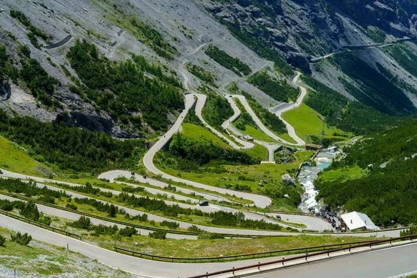 Paisagem Montanha Longo Estrada Para Stelvio Pass Província Sondrio Lombardia — Fotografia de Stock