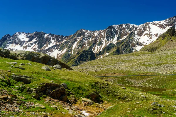 Passo Gavia Brescia Tartomány Lombardia Olaszország Táj Hágó Mentén Nyáron — Stock Fotó