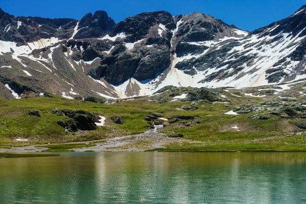 Passo Gavia Prowincja Sondrio Lombardia Włochy Letni Krajobraz Wzdłuż Przełęczy — Zdjęcie stockowe