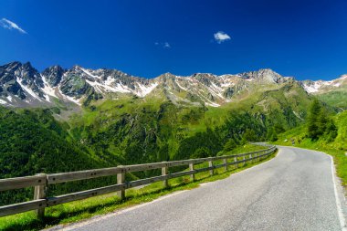 Passo Gavia, Brescia province, Lombardy, Italy: landscape along the mountain pass at summer clipart