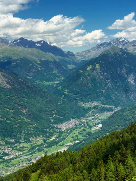 Yaz mevsiminde Mortirolo geçidi boyunca uzanan dağ manzarası Sondrio, Lombardy, İtalya 'da