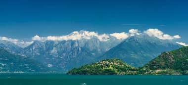 Como Gölü, ya da Lario, Musso, Lombardy, İtalya, yaz mevsiminde