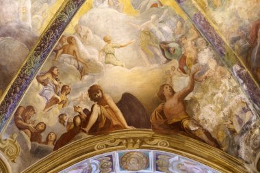 Sant Eustorgio, Roma tarzında Paleohristiyan kilisesi Milan, Lombardy, İtalya. İç mekanda resim yapmak.