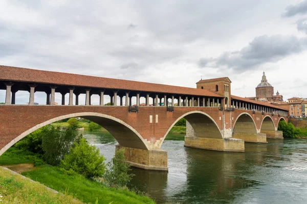 Pavía Lombardía Italia Ponte Coperto Famoso Puente Sobre Río Ticino — Foto de Stock