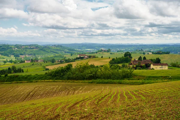 Krajobraz Wiejski Monferrato Unesco Lista Światowego Dziedzictwa Unesco Pobliżu Calliano — Zdjęcie stockowe