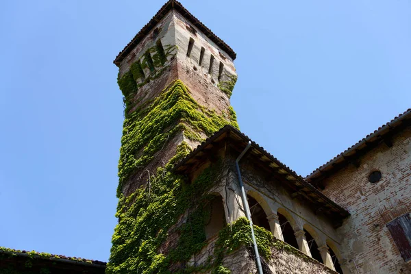 Zewnątrz Średniowiecznego Zamku Castelnuovo Bormida Prowincja Alessandria Monferrato Piemont Włochy — Zdjęcie stockowe