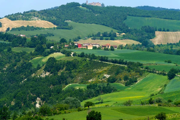 Krajobraz Wiejski Wiosną Piemoncie Koło Brignano Serra Del Monte Prowincja — Zdjęcie stockowe