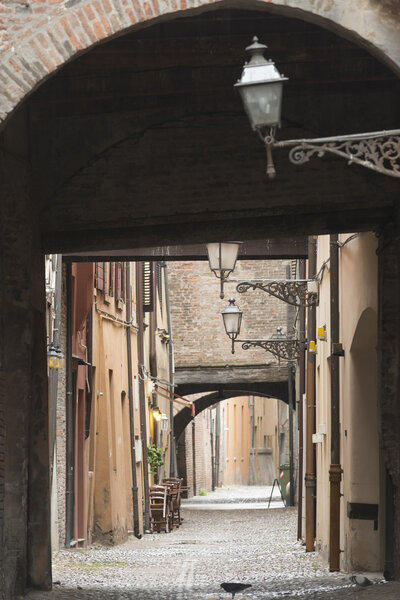 Ferrara (Emilia-Romagna, Italy): typical street in the medieval quarter