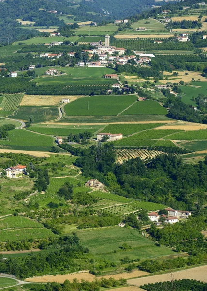 Letní krajina v langhe (Itálie) — Stock fotografie