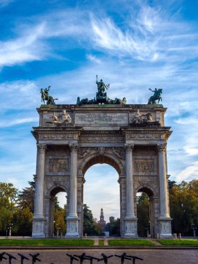 Milano, Lombardiya, İtalya 'da Arco della Pace olarak bilinen tarihi kemer.