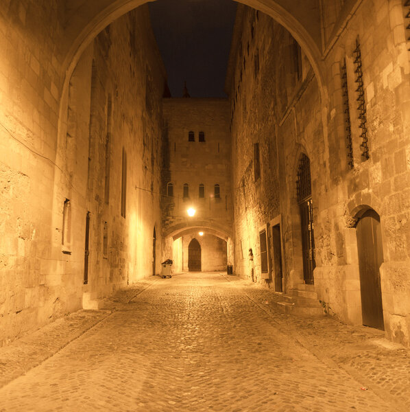Narbonne (Aude, Languedoc-Roussillon, France): gothic buildings at evening