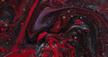 Mürekkep yağı karışımı. Kabarcık boyası. Soyut sanat arka planında yüzen sıvı akrilik damlacık yuvarlak mor turuncu simler..