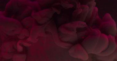 Red color wave. Steam texture. Defocused vibrant paint filling glass swirl pigment on abstract dark black vapor acrylic background.