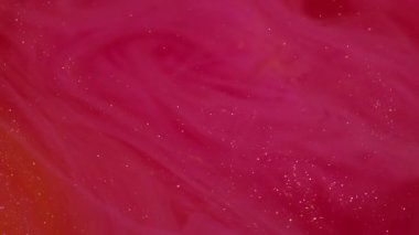 Kırmızı boya. Parıltı buharı. Bulanık, canlı, ışıl ışıl bir renk. Sis, soyut Bokeh akrilik sanat arka planına yayılıyor..