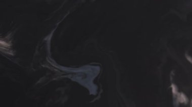 Boya serpintisi. Geçmişi dök. Yaratıcı akrilik soyutlama üzerinde yüzen siyah beyaz mürekkep pigment yuvarlak baloncuklar.