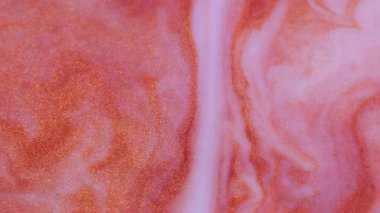 Mermer dalga. Mürekkep arkaplanı. Odaklanmamış turuncu bronz renkli akışkan partiküller su lekeleri yaratıcı sanat soyutlamasında yüzen sıvılar.