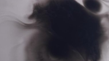 Boya sıçraması. Sıvı dökülmesi. Odaklanmamış mor beyaz renk kimyasal doku soyut sanat arka planına yayılan pigment su damlası.