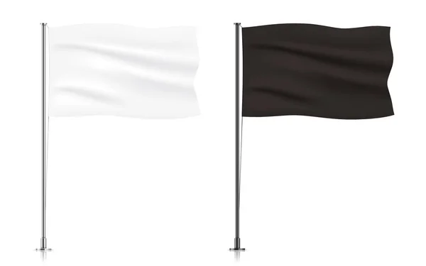 Beyaz ve siyah dalgalı bayrak şablonları kümesi.