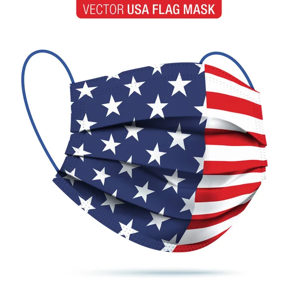 Vector medisch gezichtsmasker met USA vlag print. — Stockvector