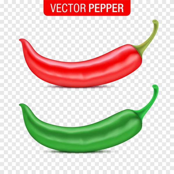 Vektor-Set aus isolierten roten und grünen Paprika. — Stockvektor