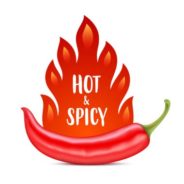 Ateşli kırmızı biber ve acı ve baharatlı metin