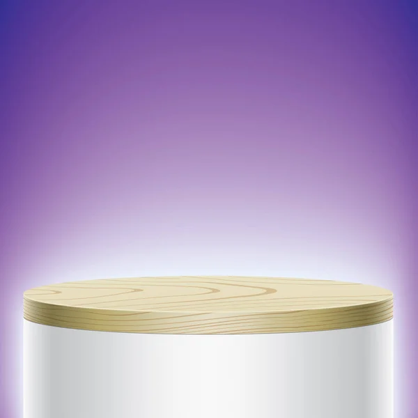 Élégant podium ovale blanc avec une couverture en bois. — Image vectorielle