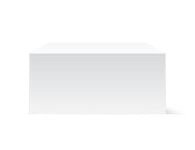 Beyaz küp arka planda izole edildi. Soyut sahne.