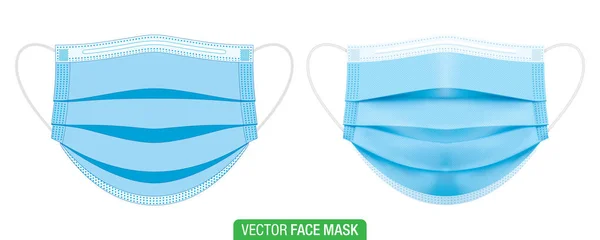 Blauwe medische maskers, in platte en 3D grafische stijl. — Stockvector