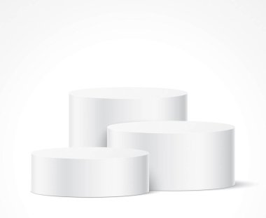 Silindir şekilli beyaz zarif kaideye sahip sahne.