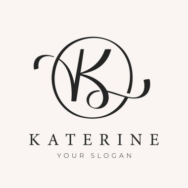 Başlangıç harfi K dekoratif vektör logosu tasarımı.
