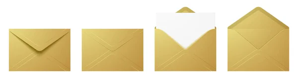 Векторный набор реалистичных золотых конвертов. — стоковый вектор