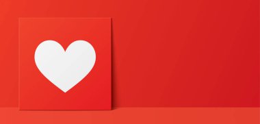 Beyaz kalpli romantik vektör bayrağı.