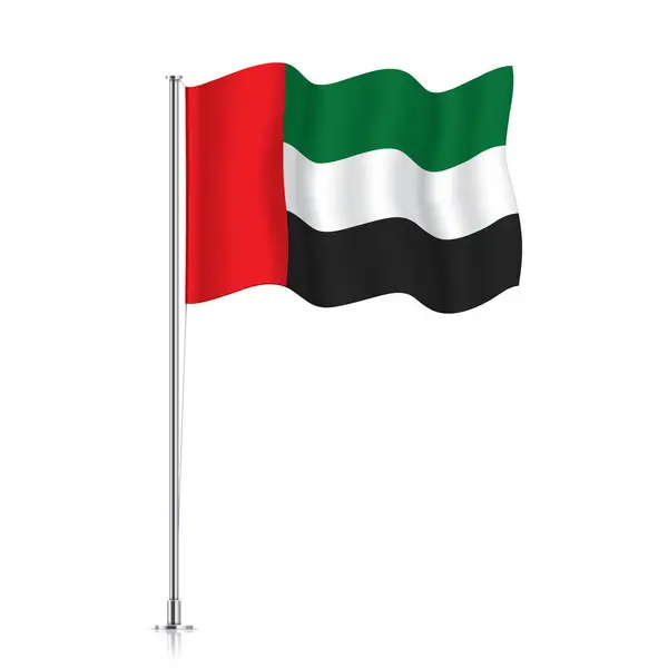 阿联酋国旗在一根金属杆上飘扬. — 图库矢量图片