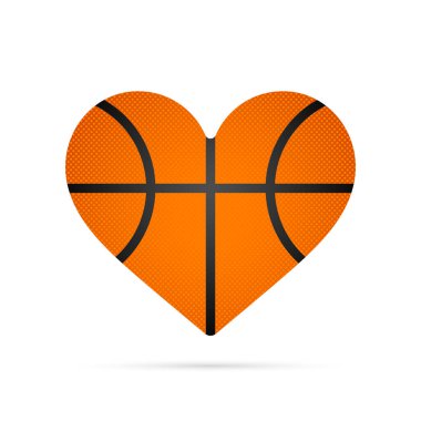 Kalp şeklinde bir basketbol topu vektör simgesi.