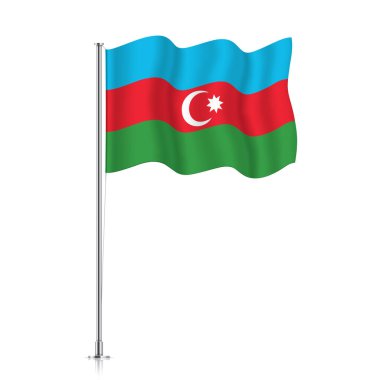 Azerbaycan bayrağı metalik bir direkte dalgalanıyor.