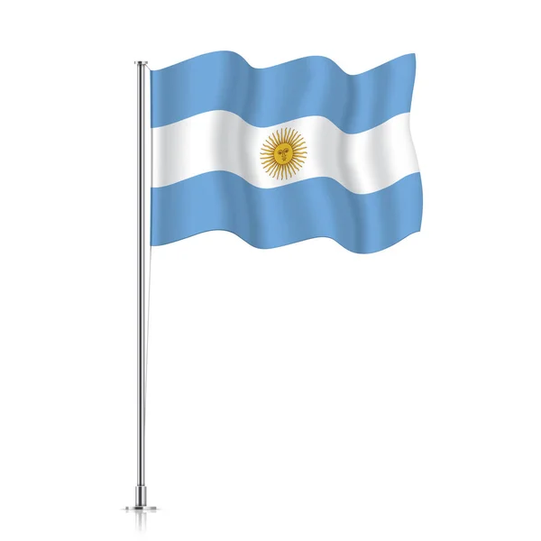 Bandera de Argentina ondeando sobre un poste metálico. — Archivo Imágenes Vectoriales
