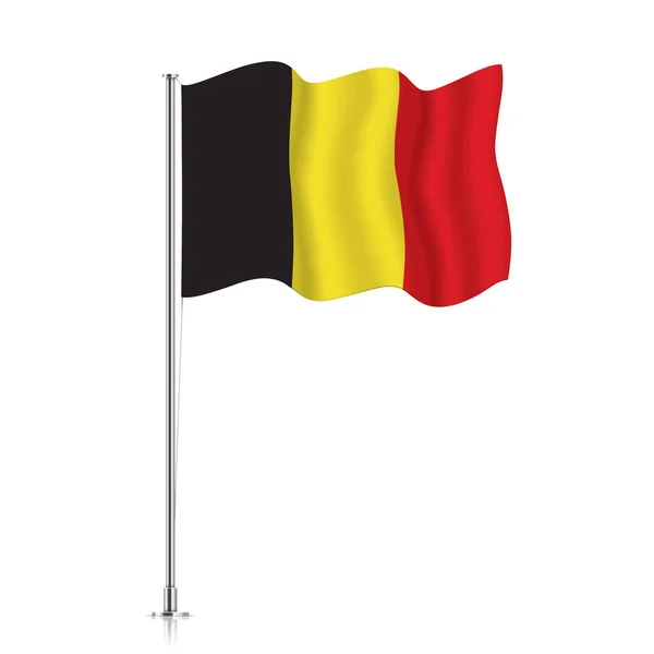 Bandera de Bélgica ondeando sobre un poste metálico. — Archivo Imágenes Vectoriales