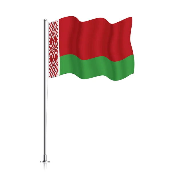 Wit-Russische vlag wapperend op een metalen paal. — Stockvector