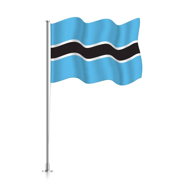 Botswana flag waving on a metallic pole. — Stock Vector