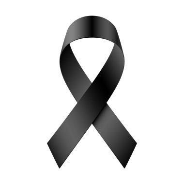 Yas tutan siyah kurdele beyaz arkaplanda izole edilmiş.