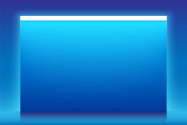 Neon ışıklı mavi vektör yatay afişi.