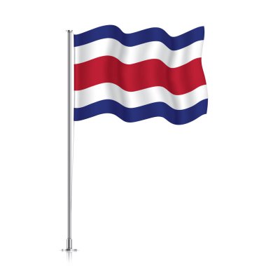 Kosta Rika bayrağı metalik bir direkte dalgalanıyor.