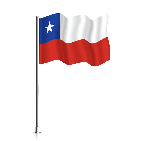 Bandera de Chile ondeando sobre un poste metálico. — Archivo Imágenes Vectoriales