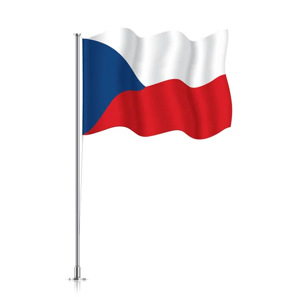 Bandera de República Checa ondeando en poste metálico. — Archivo Imágenes Vectoriales