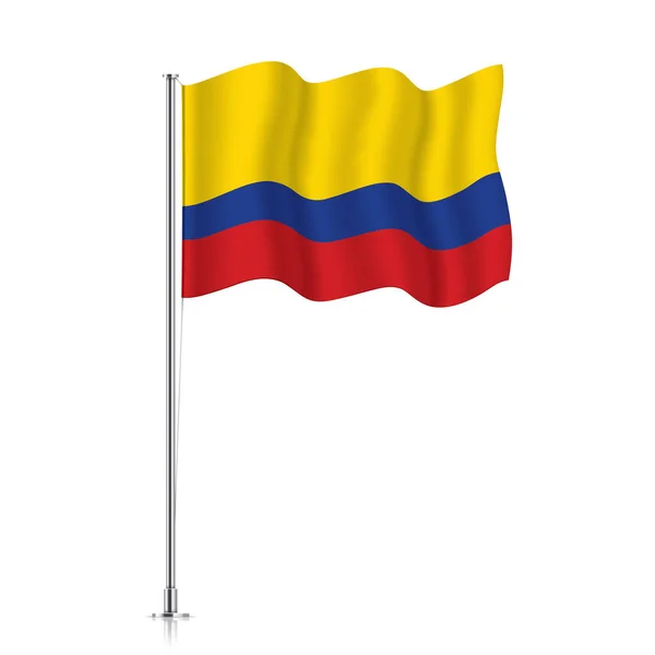 Columbia flagga viftar på en metallstav. — Stock vektor