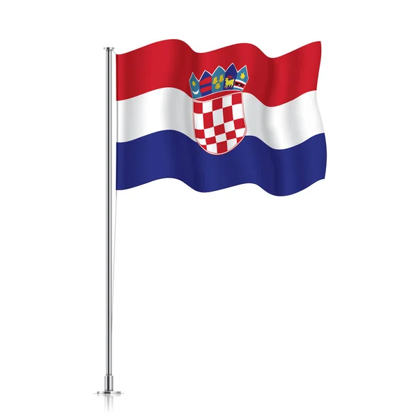 Kroatische vlag wapperend op een metalen paal. — Stockvector
