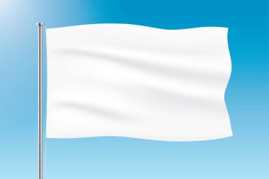 Mavi gökyüzü arka planında beyaz bayrak dalgalanıyor.