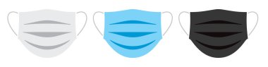 Farklı renk tıbbi yüz maskesi vektör simgeleri.